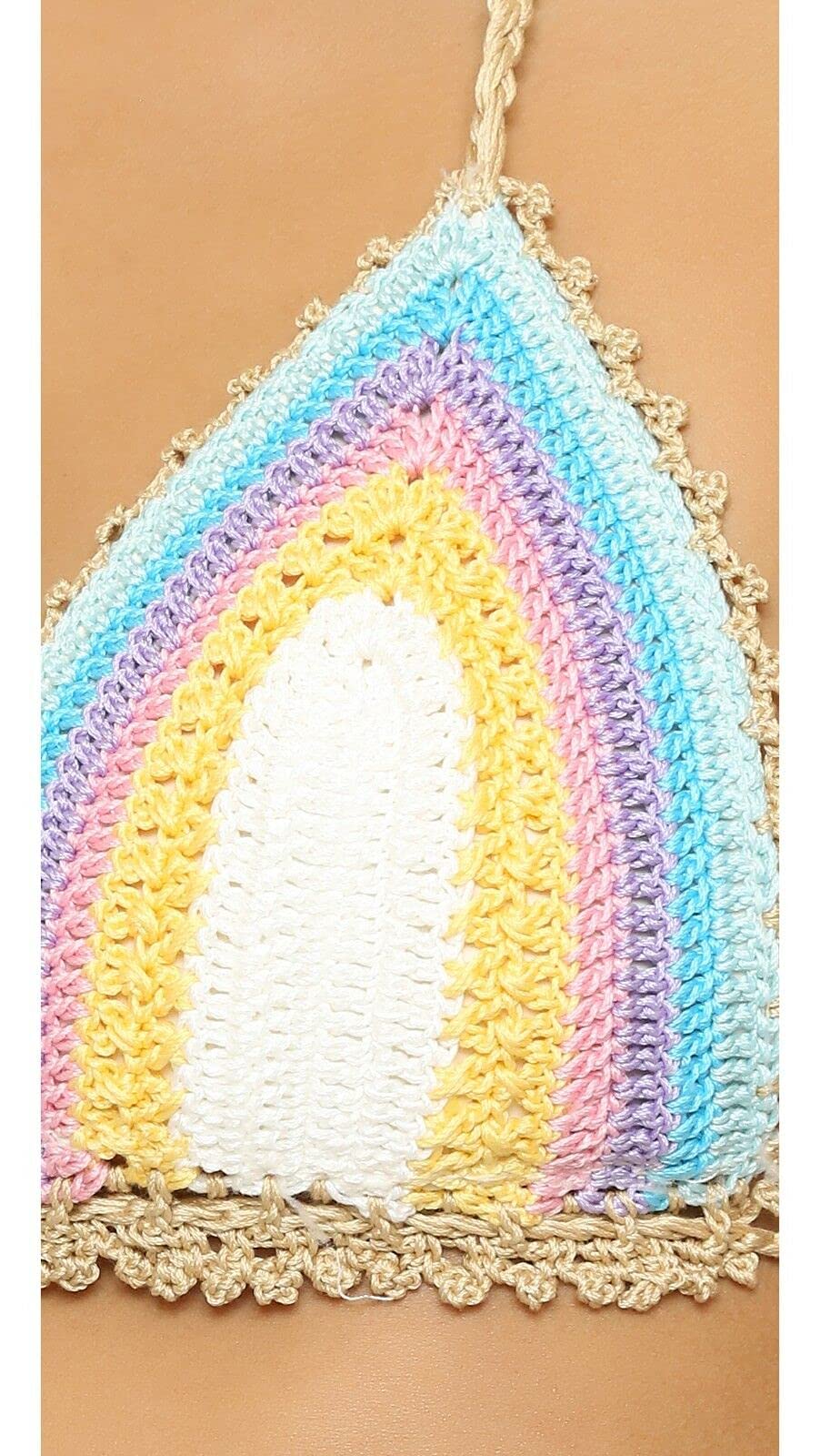 PilyQ Romantic Crochet Triangle Bikini Top for Women - Medium Size | Sexy Beachwear for Summer Vacation & Pool Party