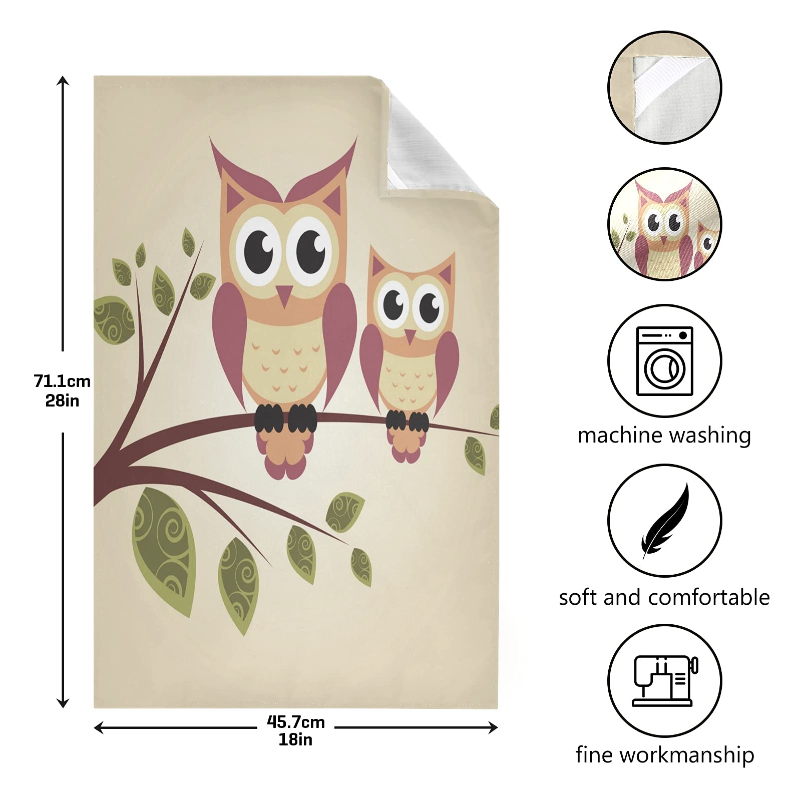 ALAZA Two Owls Decorative Kitchen Dish Towels Set of 4 - Soft & Absorbent 18x28 Inch Hand Towels for Cooking, Cleaning & Home Decor | Perfect for Holiday Gifts & Farmhouse Style Kitchens