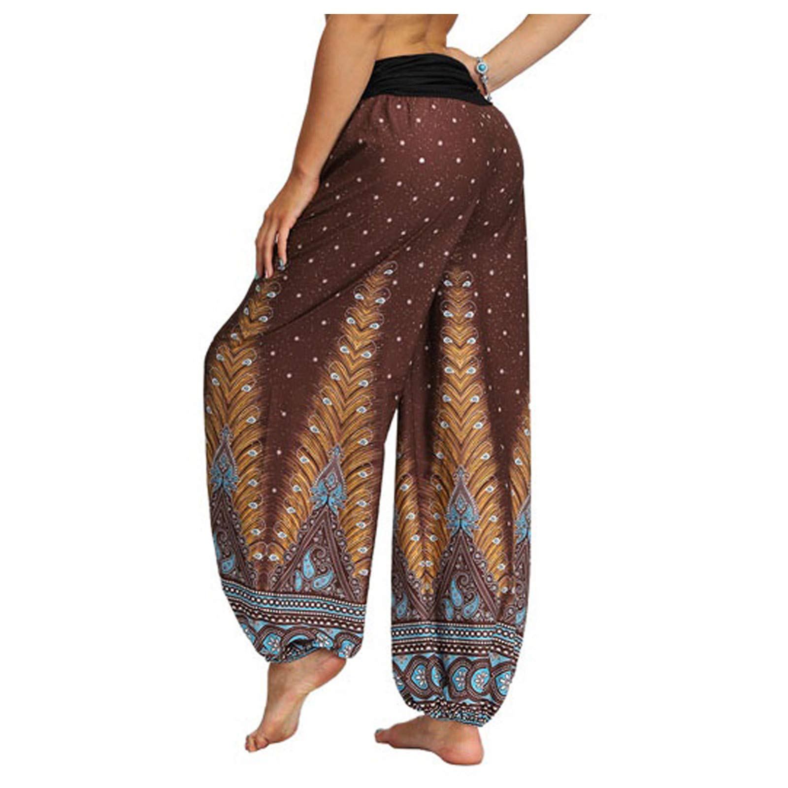 BLVB Retro Printed Loose Crotch Jumpsuits for Women & Men - Comfortable Yoga Pants with Vintage Design for Casual Wear, Lounge, and Workout