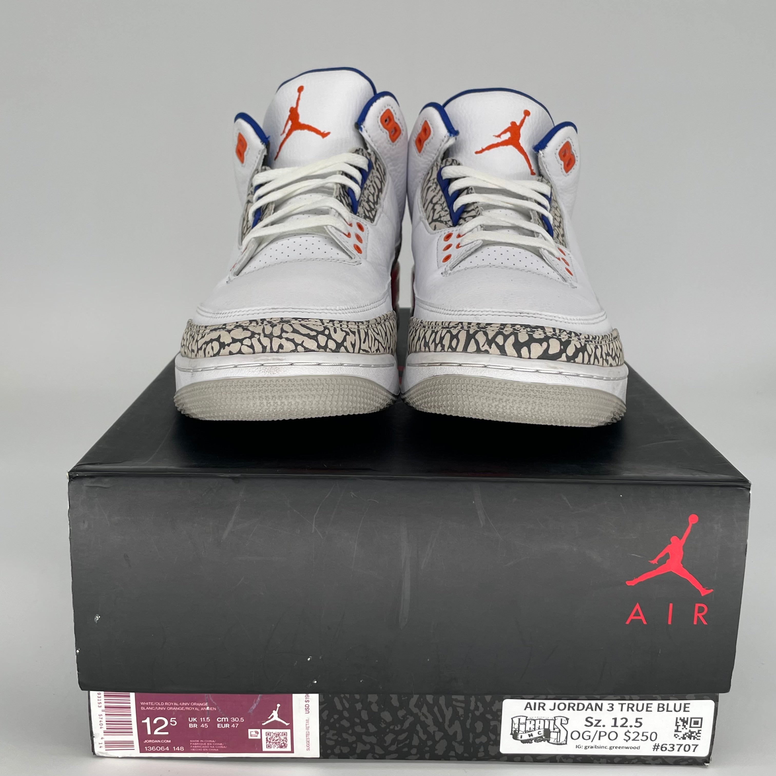 AIR JORDAN 3 KNICKS Retro Basketball Shoes Men's Size 12.5 - Style 136064-148 | Authentic Sneakers for Streetwear, Sports & Casual Outfits