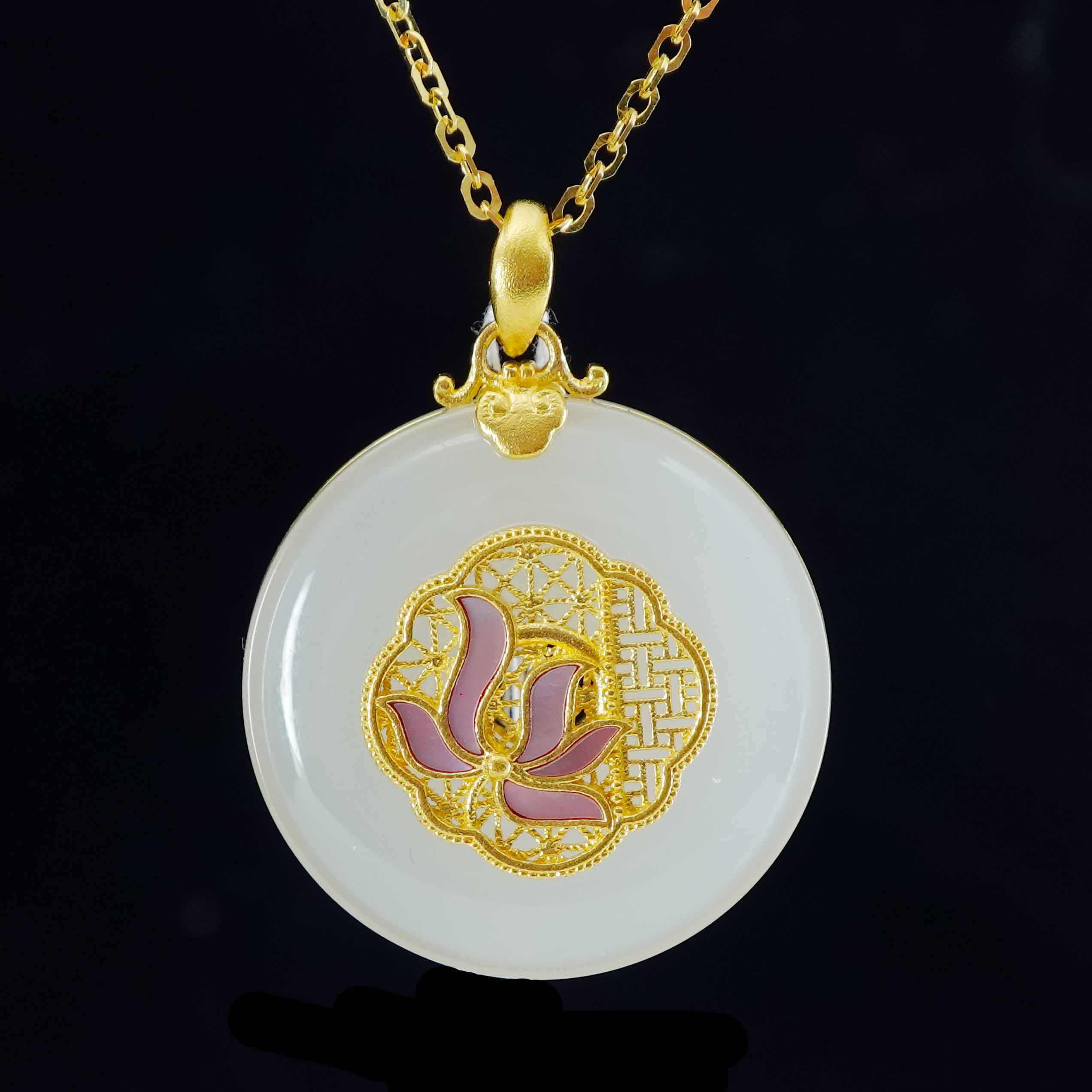24K Gold Nephrite Jade Pendant Necklace for Women - Elegant Handcrafted Jewelry Gift for Birthday, Anniversary & Special Occasions