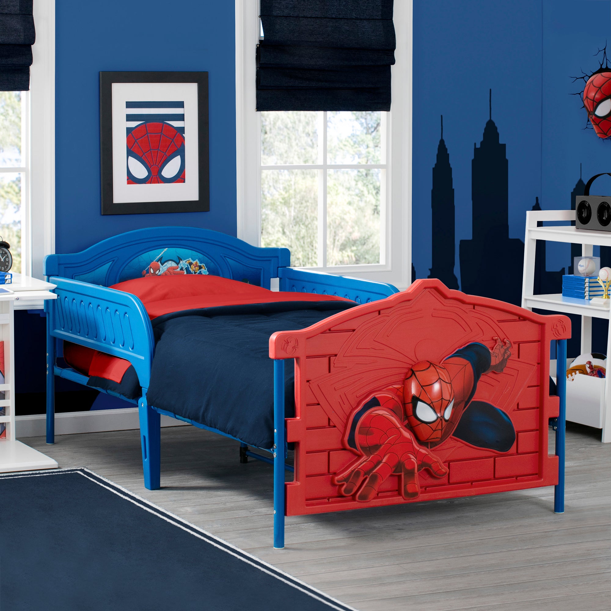Spider-Man 3D Plastic Twin Bed for Kids - Superhero Themed Children's Bedroom Furniture - Perfect for Marvel Fans' Bedroom Decor & Sleepovers