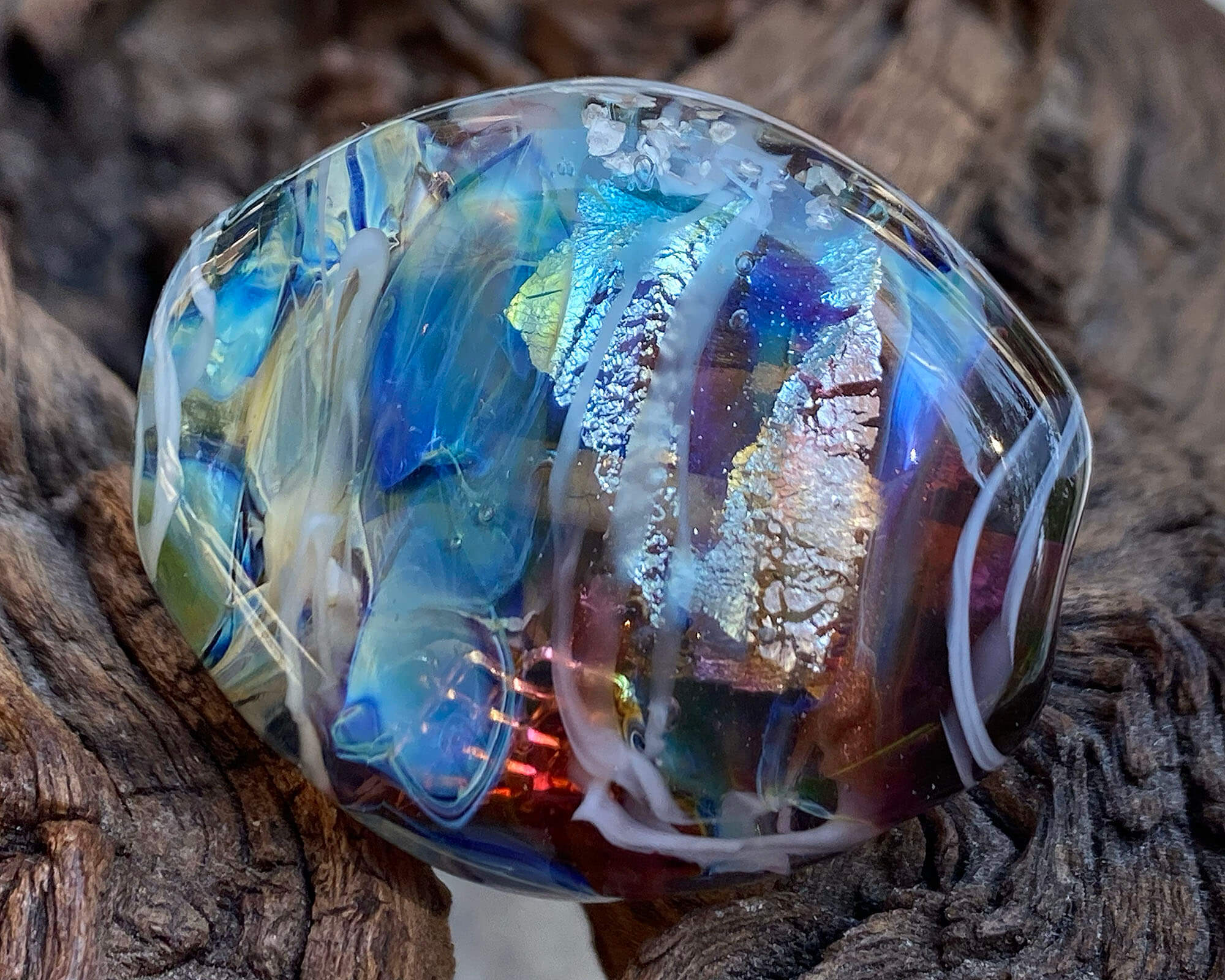 Handmade Floral Treasure Lampwork Glass Focal Bead SRA for Jewelry Making - Perfect for Necklaces, Bracelets, and DIY Craft Projects