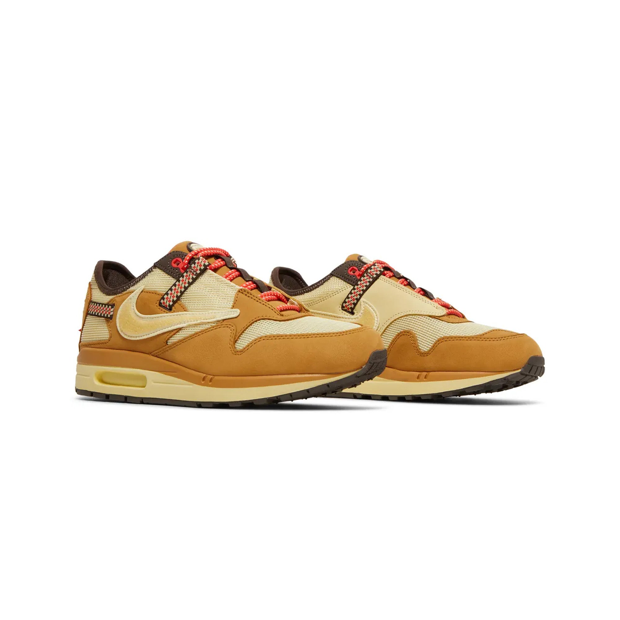 Travis Scott x Nike Air Max 1 'Cactus Jack' Wheat Lemon Drop Sneakers (2022) - Men's Limited Edition Retro Running Shoes for Streetwear & Casual Outfits