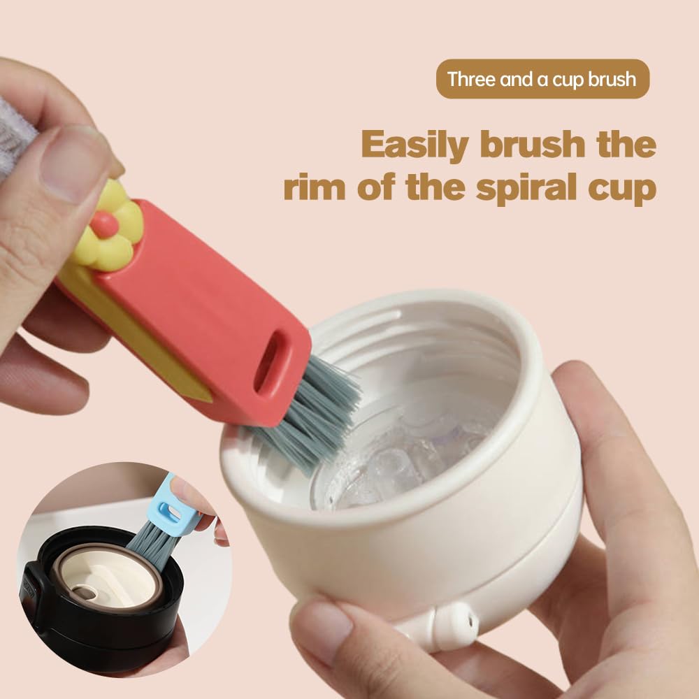 3 in 1 Cup Lid Cleaning Brush - Multifunctional Bottle Gap & Tight Space Cleaner | Portable Cup Lid Scrubber with Brush (2024 New) | Perfect for Travel, Baby Bottles, Water Bottles & Hard-to-Reach Areas
