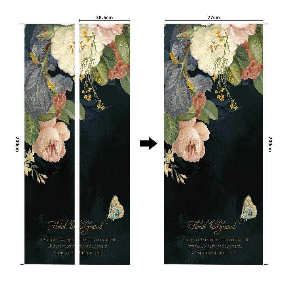 VIRANDA 3D Flower Door Mural Stickers - Peel and Stick Removable Vinyl Wall Decals, Waterproof Self-Adhesive Wallpaper for Home Decor (30.3x78.8 inch) - Perfect for Bedroom, Living Room, Office & Nursery Wall Art