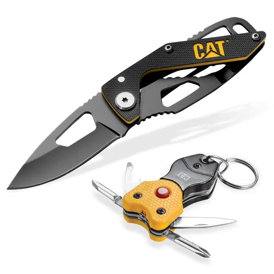 2 Piece Folding Knife and Keychain Set - Compact EDC Tools for Outdoor, Camping & Everyday Carry (Pocket Knife & Keychain Combo)