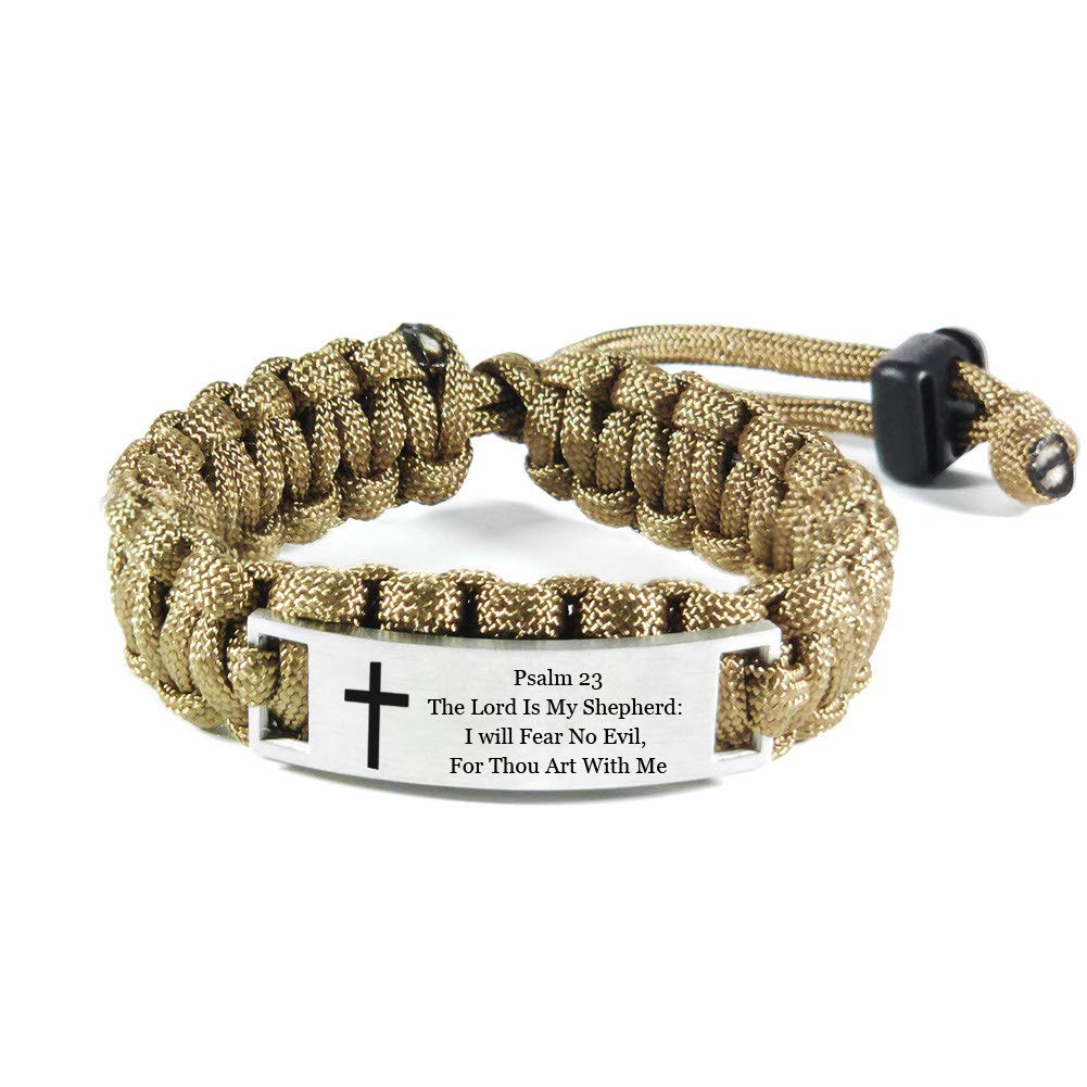 Custom Bible Verse Bracelets for Men - Personalized Paracord Survival Cuff for Outdoor & Faith