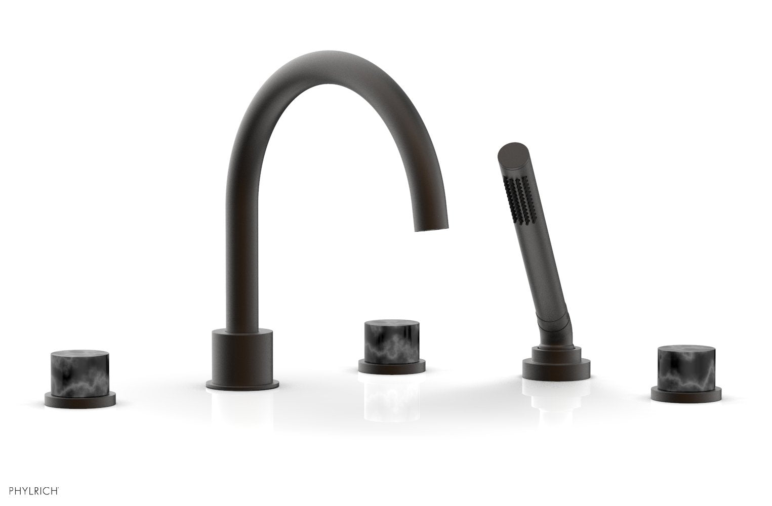 Premium BASIC II Deck Tub Set with Hand Shower - Black Marble Design 230 50 - Perfect for Modern Bathroom Renovation & Spa-Like Relaxation
