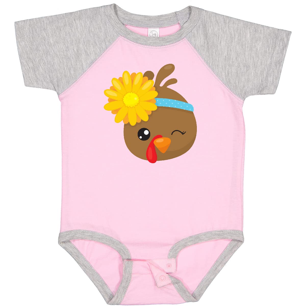 Inktastic Thanksgiving Turkey Brown Turkey Sunflower Baby Bodysuit - Cute Holiday Outfit for Infants & Toddlers - Perfect for Family Gatherings, Photo Shoots & Fall Celebrations