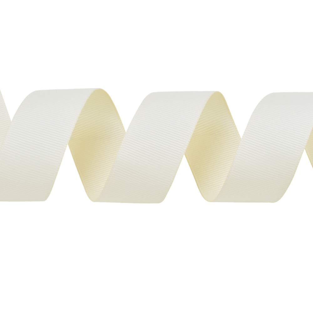 1 Inch Ivory Grosgrain Ribbon - 50 Yards Bulk Roll for DIY Crafts, Gift Wrapping, Hair Bows, Wedding Decorations & Holiday Wreaths - Premium Satin Finish Ribbon for Creative Projects and Party Decor
