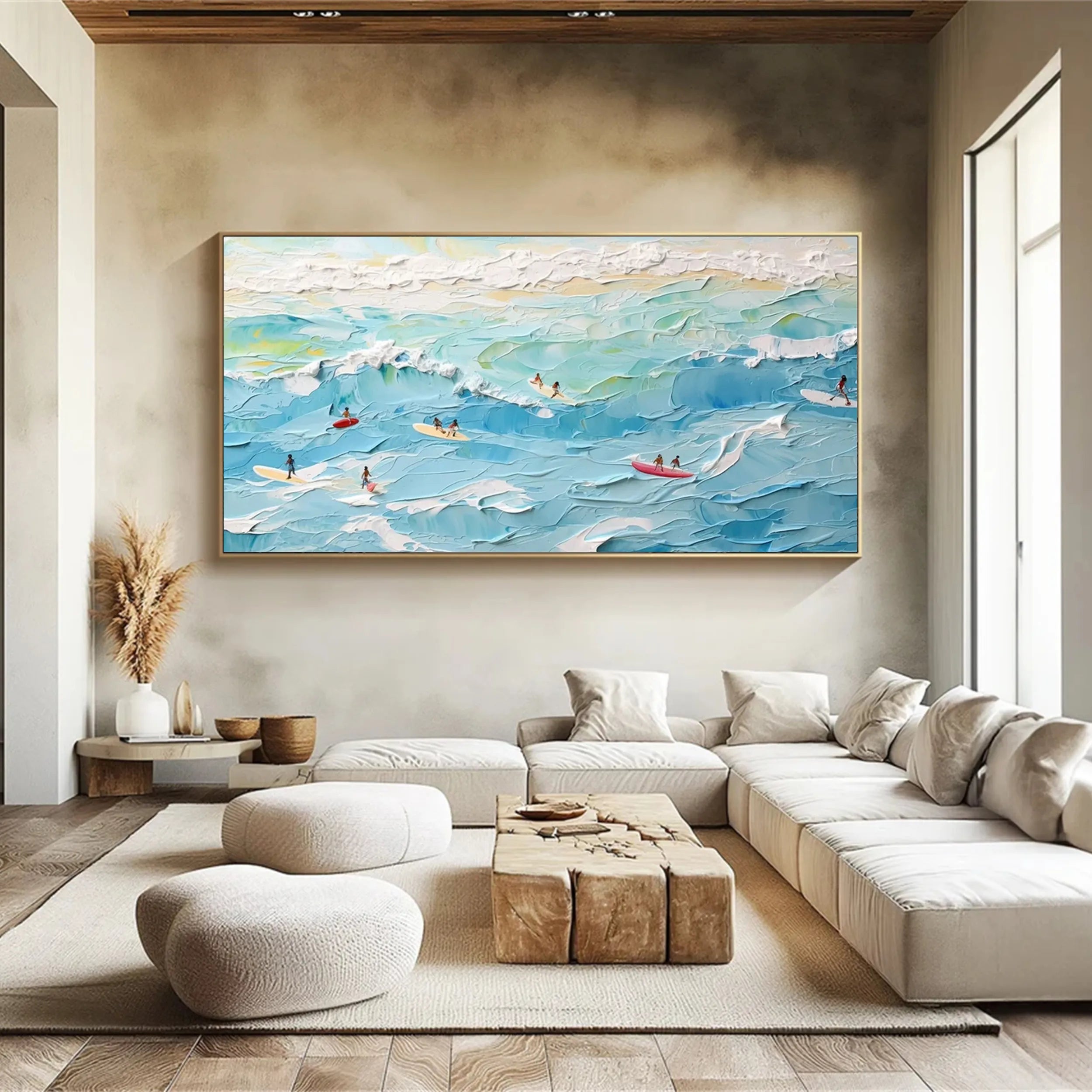 Seascape and Snowy Peak Landscape Painting - Premium Wall Art Decor #SP014 - Perfect for Living Room, Bedroom & Office