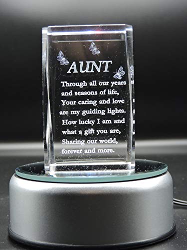 3D Laser Engraved Glass Cube with Custom Poem - Perfect Gift for Aunt, Birthday, Mother's Day & Special Occasions | Home Decor & Sentimental Keepsake