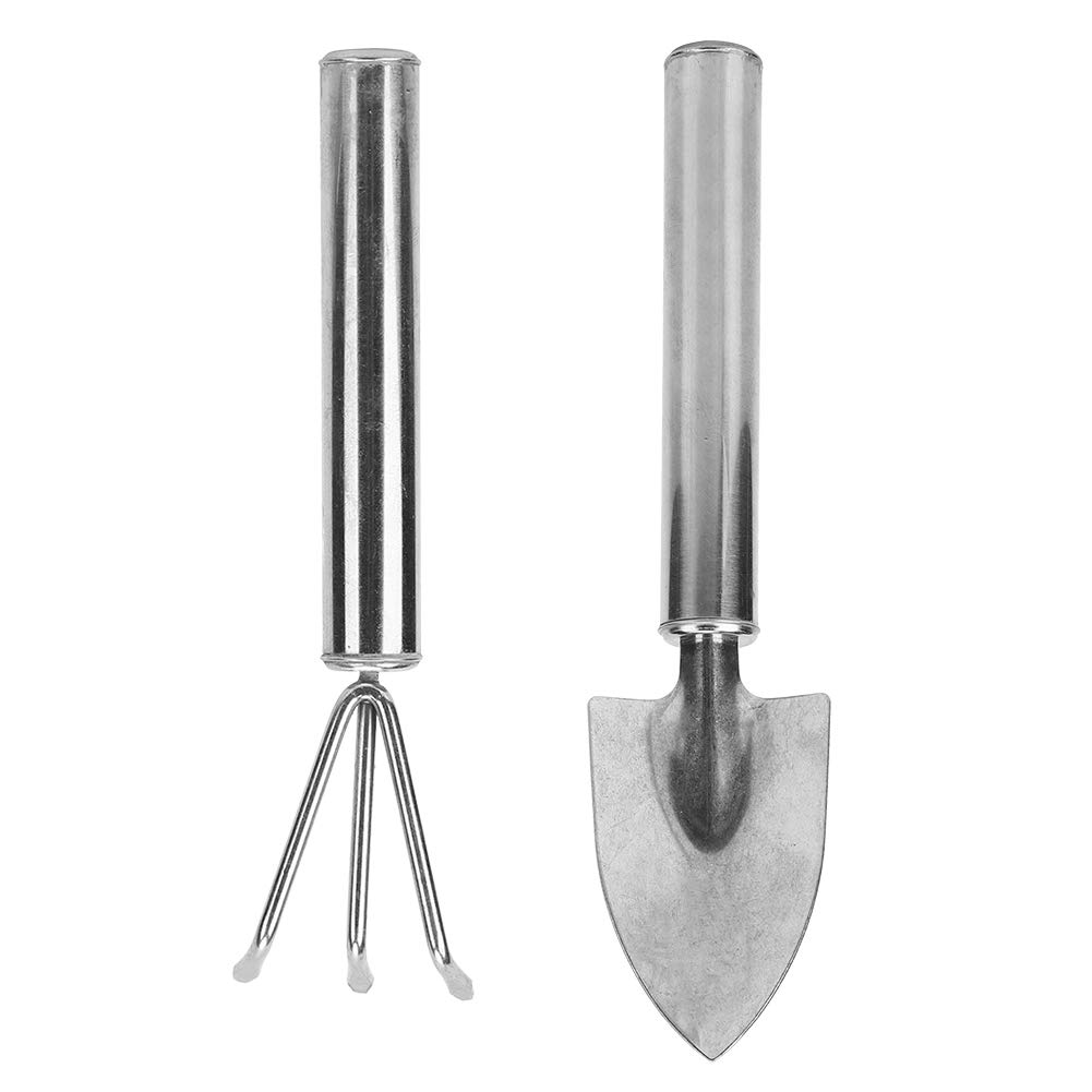 2-Piece Heavy Duty Stainless Steel Garden Tool Set - Ergonomic Shovel & Rake for Digging, Weeding & Landscaping | Durable Outdoor Gardening Tools for Yard Work, Planting & Soil Cultivation