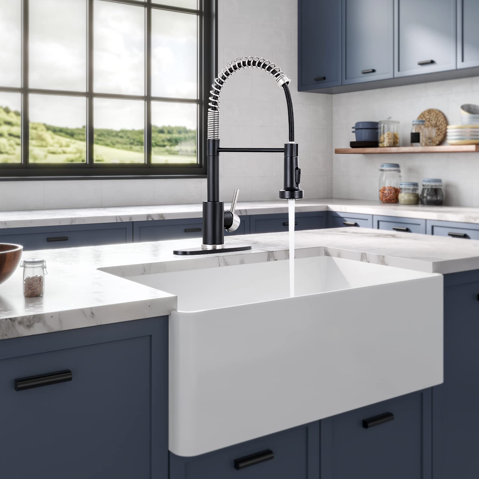 Pull Down Sprayer Kitchen Faucet - Single Handle for Sink - Cooking & Washing
