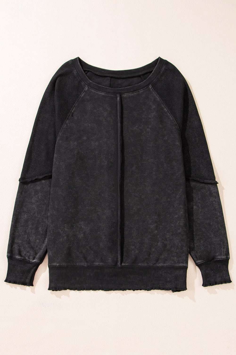 Stylish Black Patchwork Sweatshirt for Women - Trendy Oversized Pullover with Unique Design - Perfect for Casual Outfits, Streetwear Fashion, and Layering in Fall/Winter