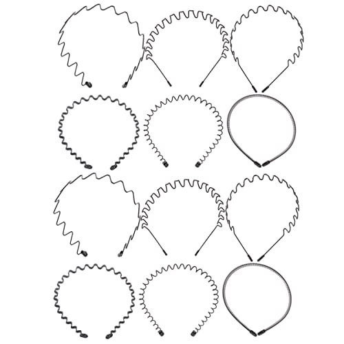 FRCOLOR 12-Pack Metal Wavy Headbands for Women & Men - Fashion Hair Accessories for Spring, Parties, Weddings and Daily Styling