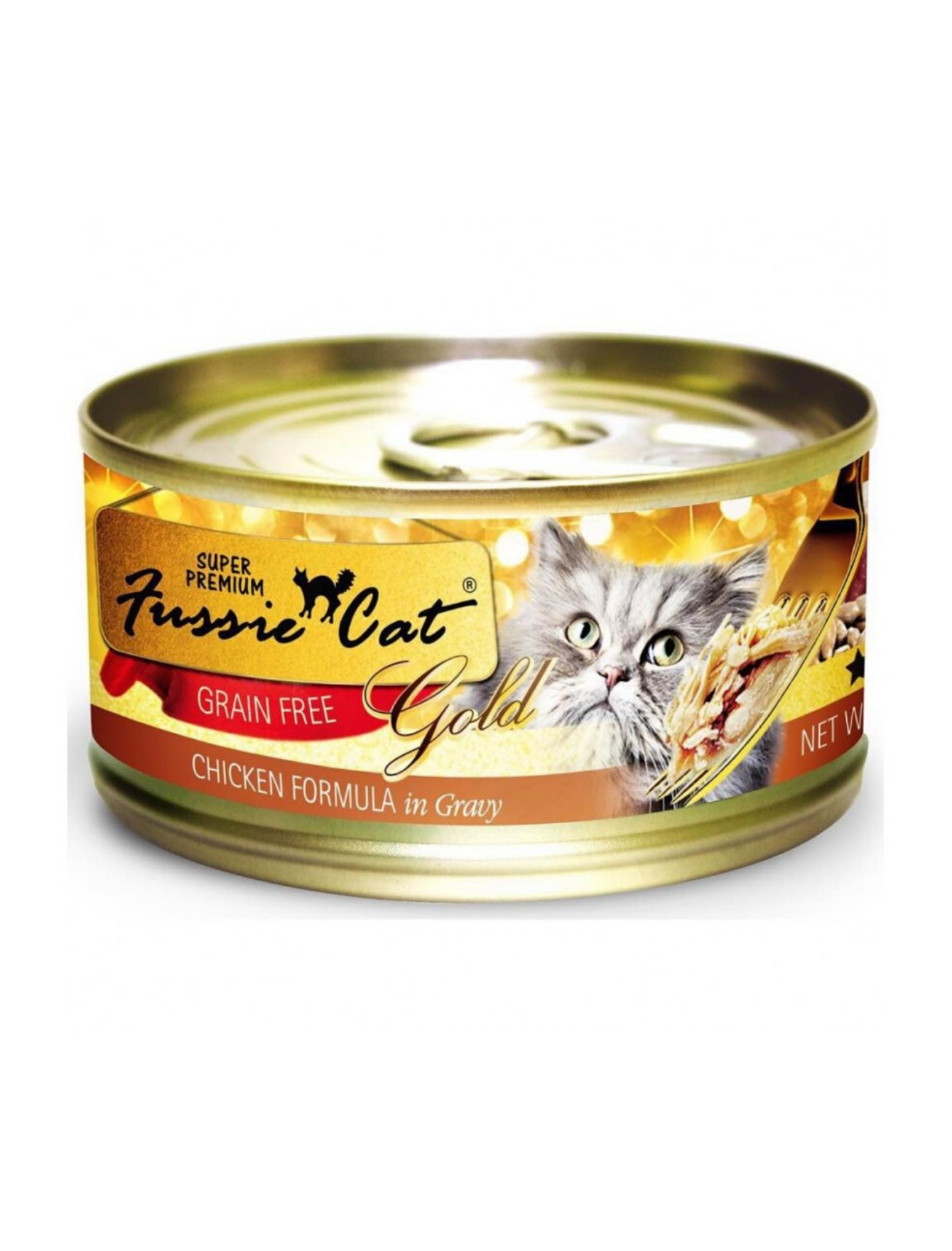 Fussie Cat Super Premium Gold Label Chicken With Gravy Wet Cat Food 80g - Grain-Free High Protein Meal for Adult & Senior Cats - Perfect for Picky Eaters & Weight Management