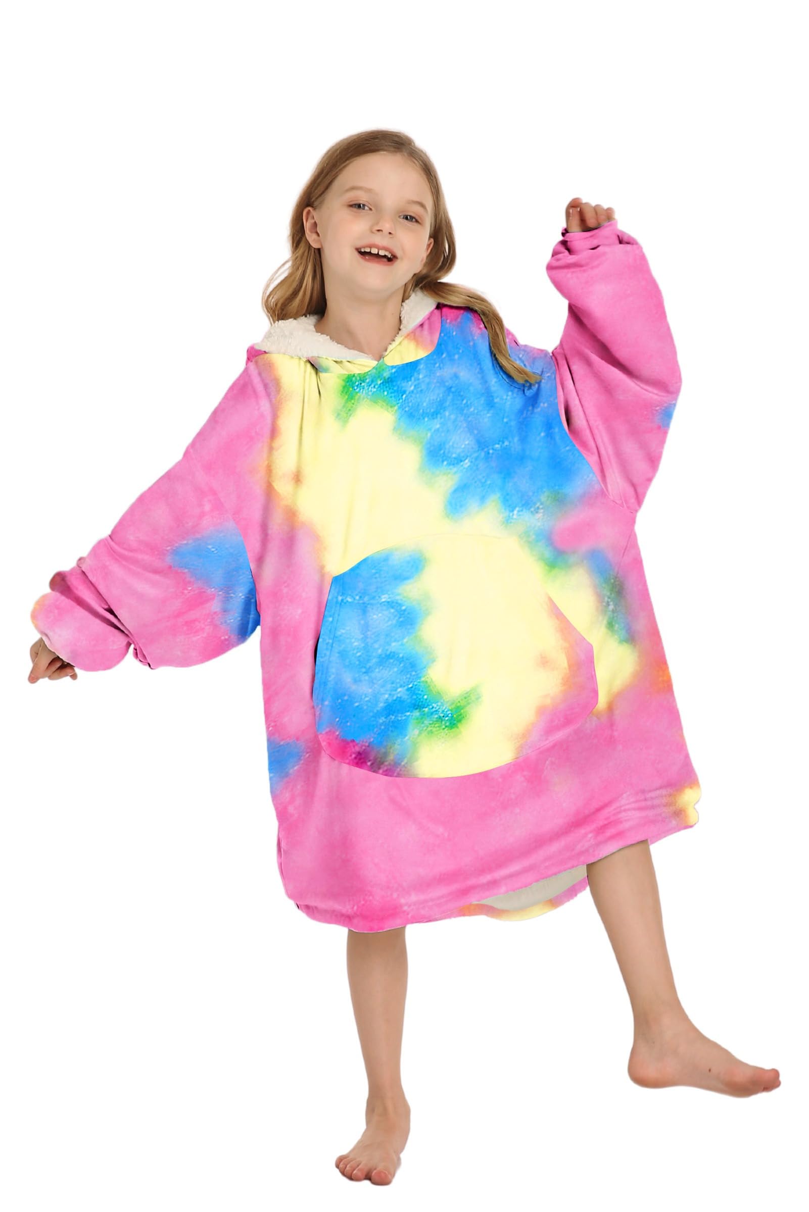 Adisputent Kids Blanket Hoodie - Oversized Snuggle Fluffy Fleece Sweatshirt with Giant Pocket | Soft Warm Sherpa Wearable Blanket for Teens, Girls & Boys | Perfect for Lounging, Movie Nights & Sleepovers
