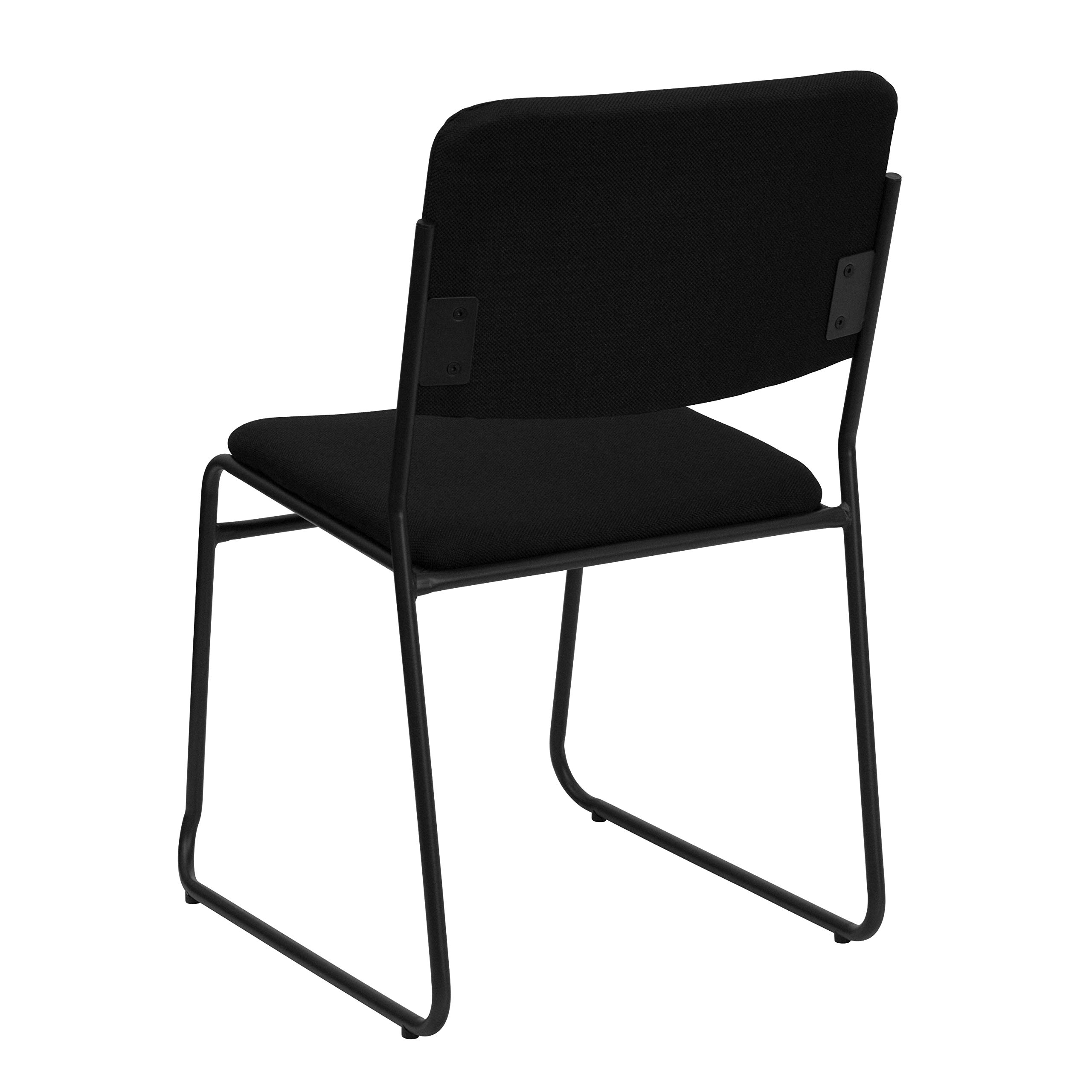 EMMA + OLIVER Heavy Duty Stacking Chairs 500 lb Capacity - Black Fabric Commercial Dining Chairs for Restaurants, Events, and Home Use