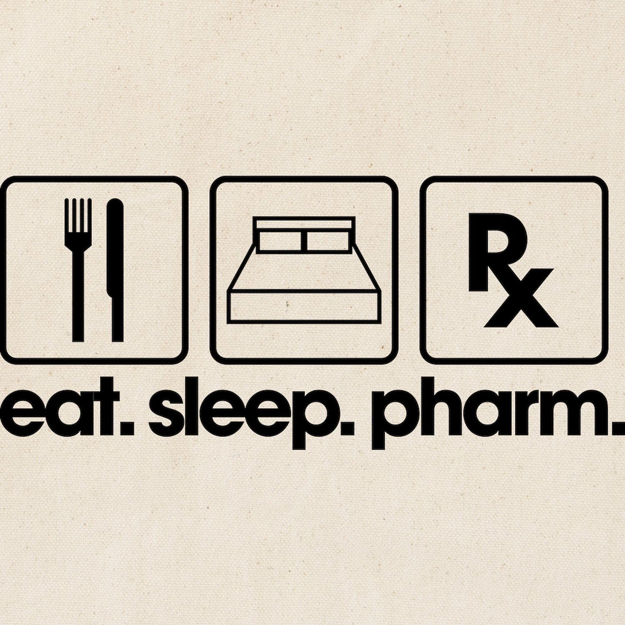Eat Sleep Pharm Tote Bag - Natural Canvas Reusable Shopping Bag for Pharmacists & Medical Students - Perfect for Work, School & Grocery Shopping