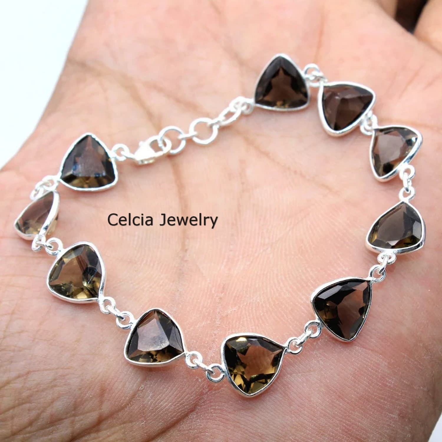 925 Sterling Silver Smoky Quartz Bracelet for Women & Men - Handcrafted Gemstone Jewelry for Gifts & Daily Wear