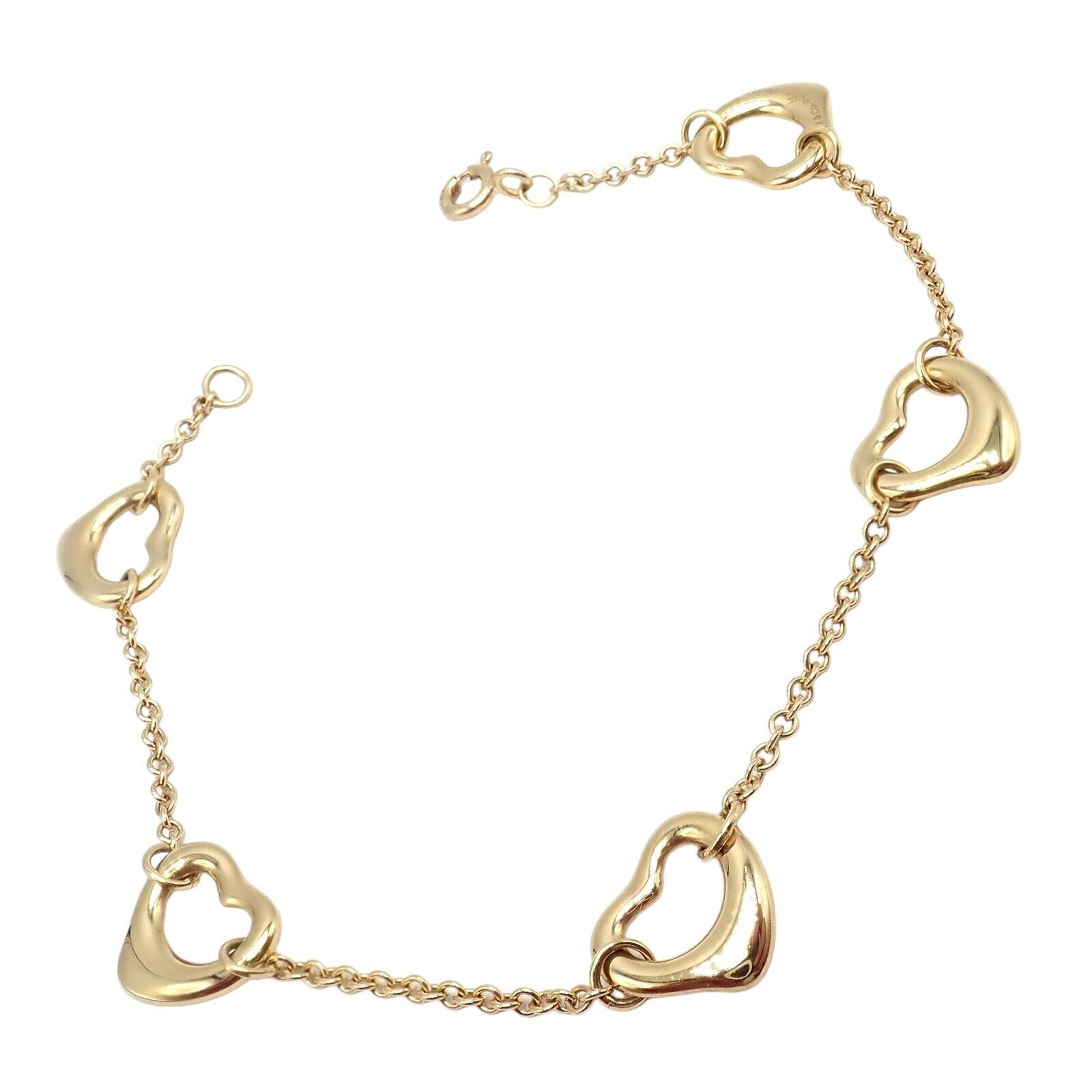 Vintage Tiffany & Co. 18k Yellow Gold Peretti 5 Loving Heart Bracelet - Elegant Jewelry Gift for Women, Anniversary & Special Occasions
