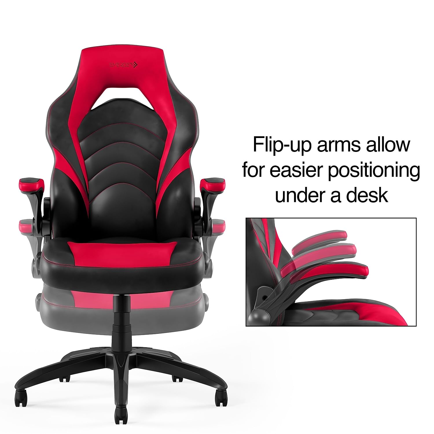 STAPLES 2710774 Ergonomic Gaming Chair with Lumbar Support - Black and Red - Perfect for PC, Console Gaming & Home Office Setup