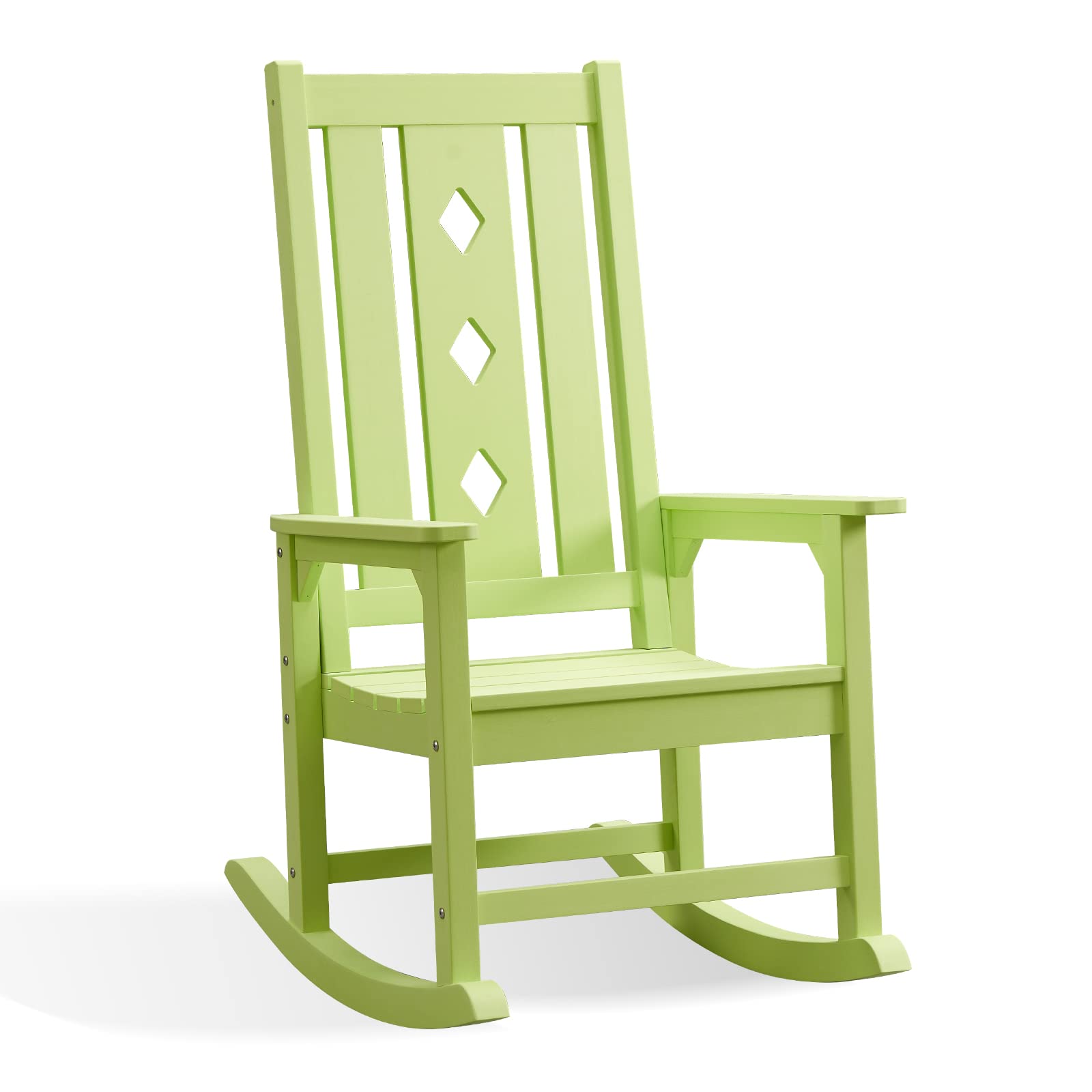 EFURDEN Rocking Chair for Adults - Heavy Duty 350lbs Capacity, Smooth Outdoor Patio Rocking Chair for Garden, Porch & Backyard - Comfortable Apple Green Rocking Chair for Relaxing, Reading & Sunbathing