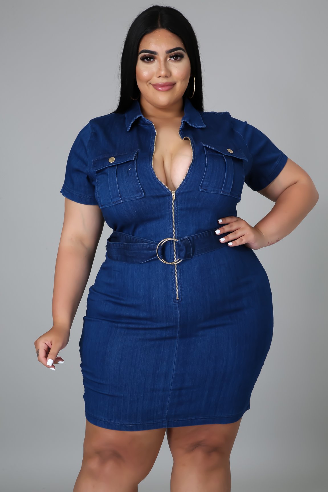 Aurora Women's Stretchy Denim Dress - Flattering Curve Fit for Casual Outings & Date Nights