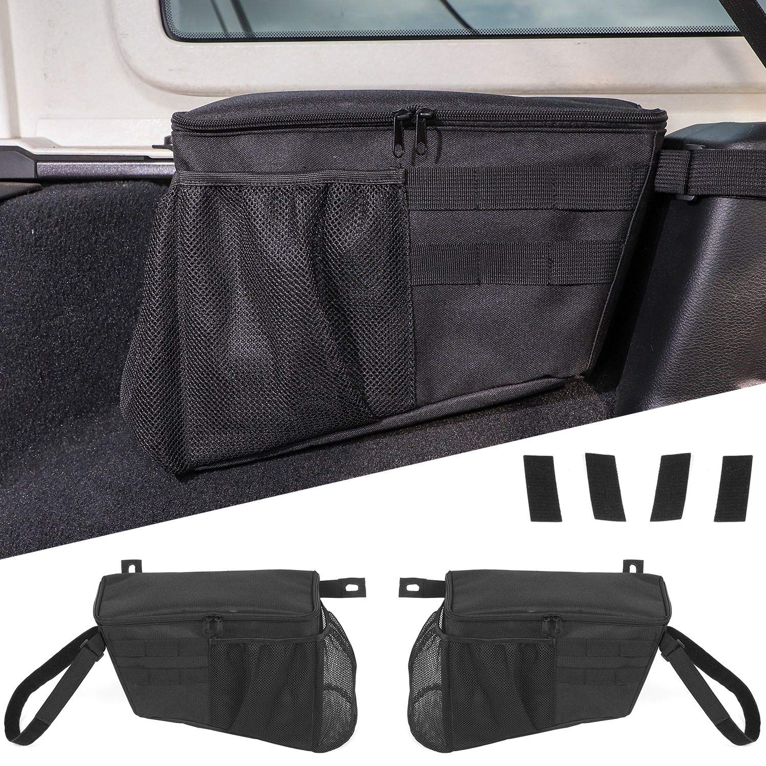 JeCar Trunk Storage Organizer Bag for 2018-2023 Jeep Wrangler JL/JLU (Sport, Sahara, Rubicon, Willys) - 2-Piece Interior Cargo Organizer | Perfect for Road Trips, Camping & Off-Road Adventures