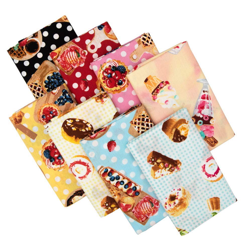 8pcs 21.6 x 18.5 inches (55 x 47 CM) 100% Cotton Quilting Fabric Fat Quarters Bundle - No Repeat Fruit Pattern for DIY Sewing, Crafting, Patchwork - Perfect for Quilts, Tote Bags & Home Decor Projects