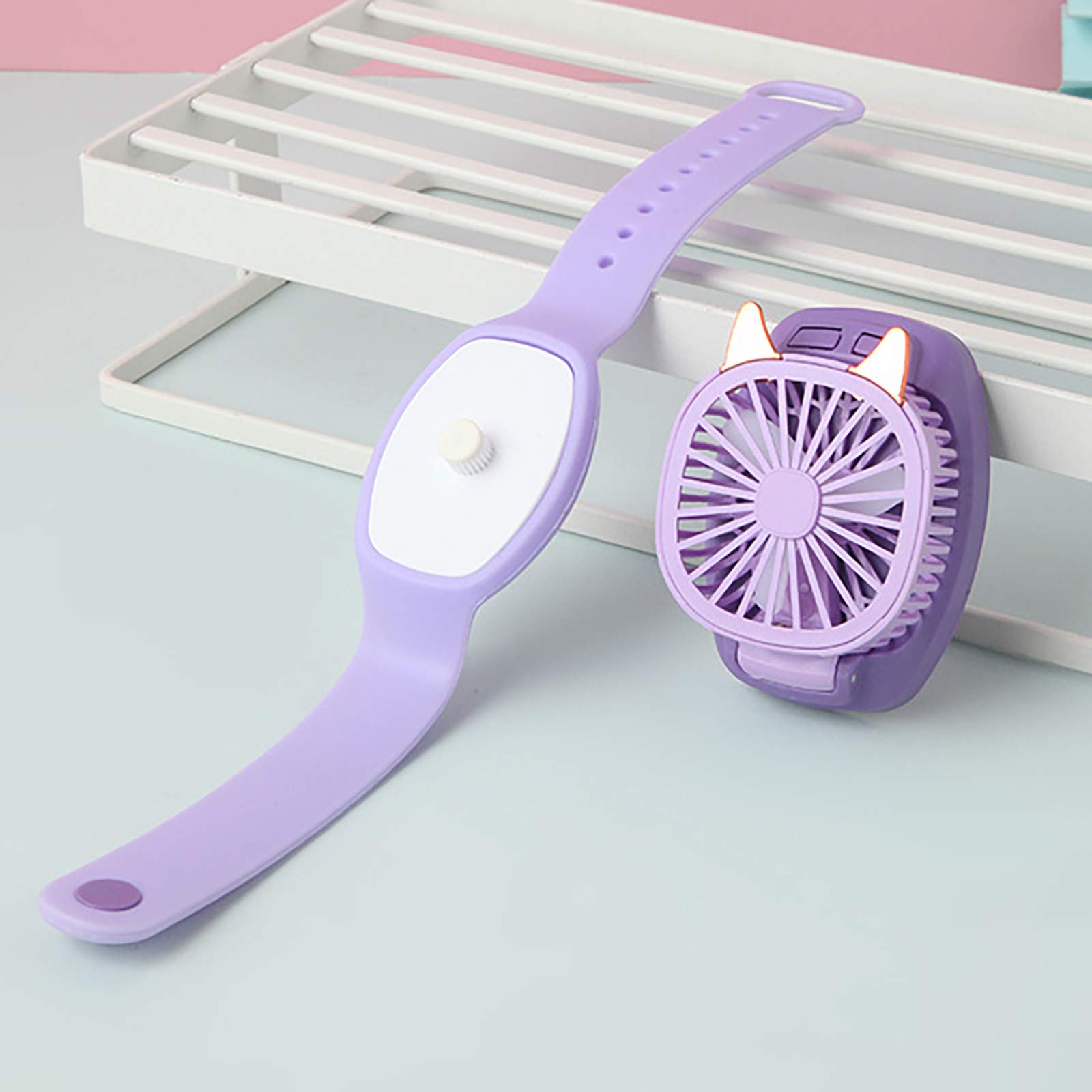Shamoluotuo Mini Handheld Portable Wrist Fan - 3 Speed Adjustable, Ultra Quiet USB Rechargeable Personal Fan - Perfect Gift for Kids, Office, Travel & Outdoor Activities (Purple)