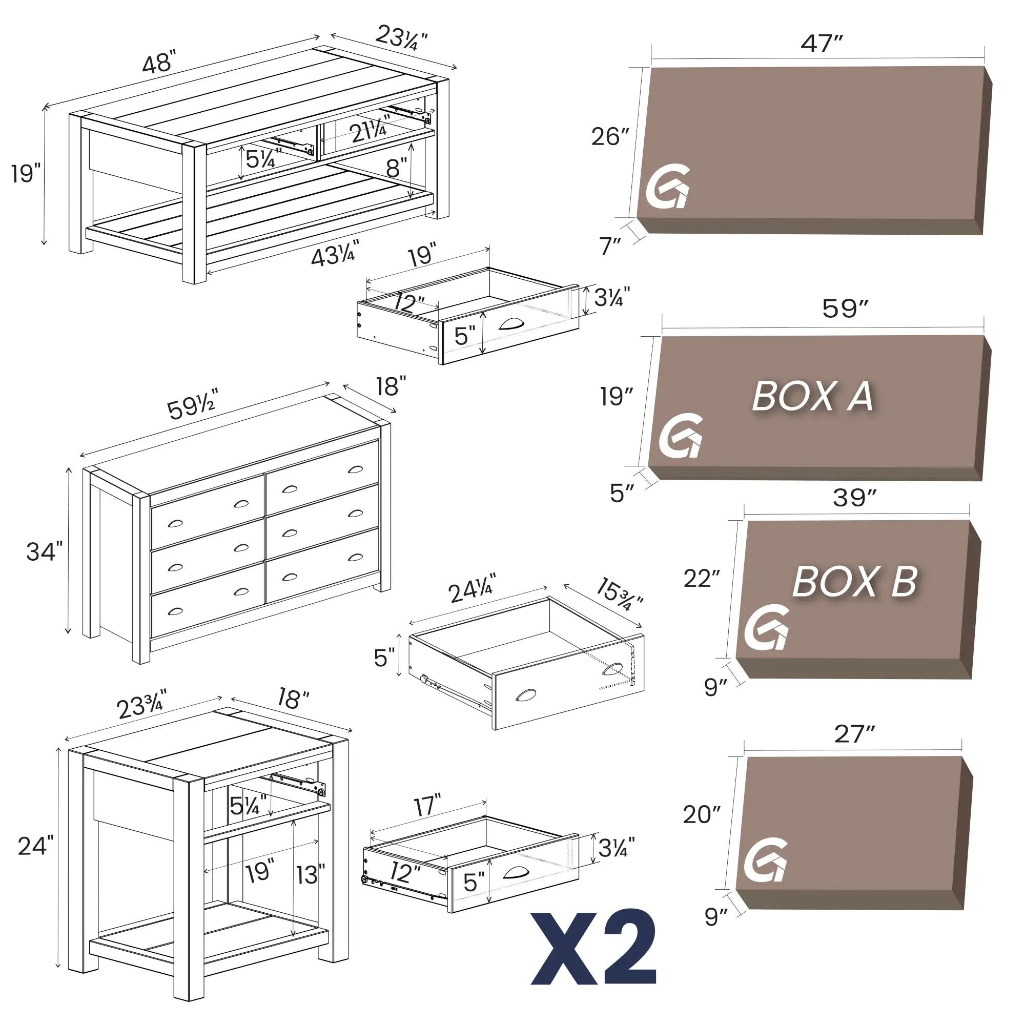 Montauk 4-Piece Living Room Furniture Set - Sofa, Loveseat, Coffee Table & Side Table - Modern Home Decor for Small Spaces & Apartments