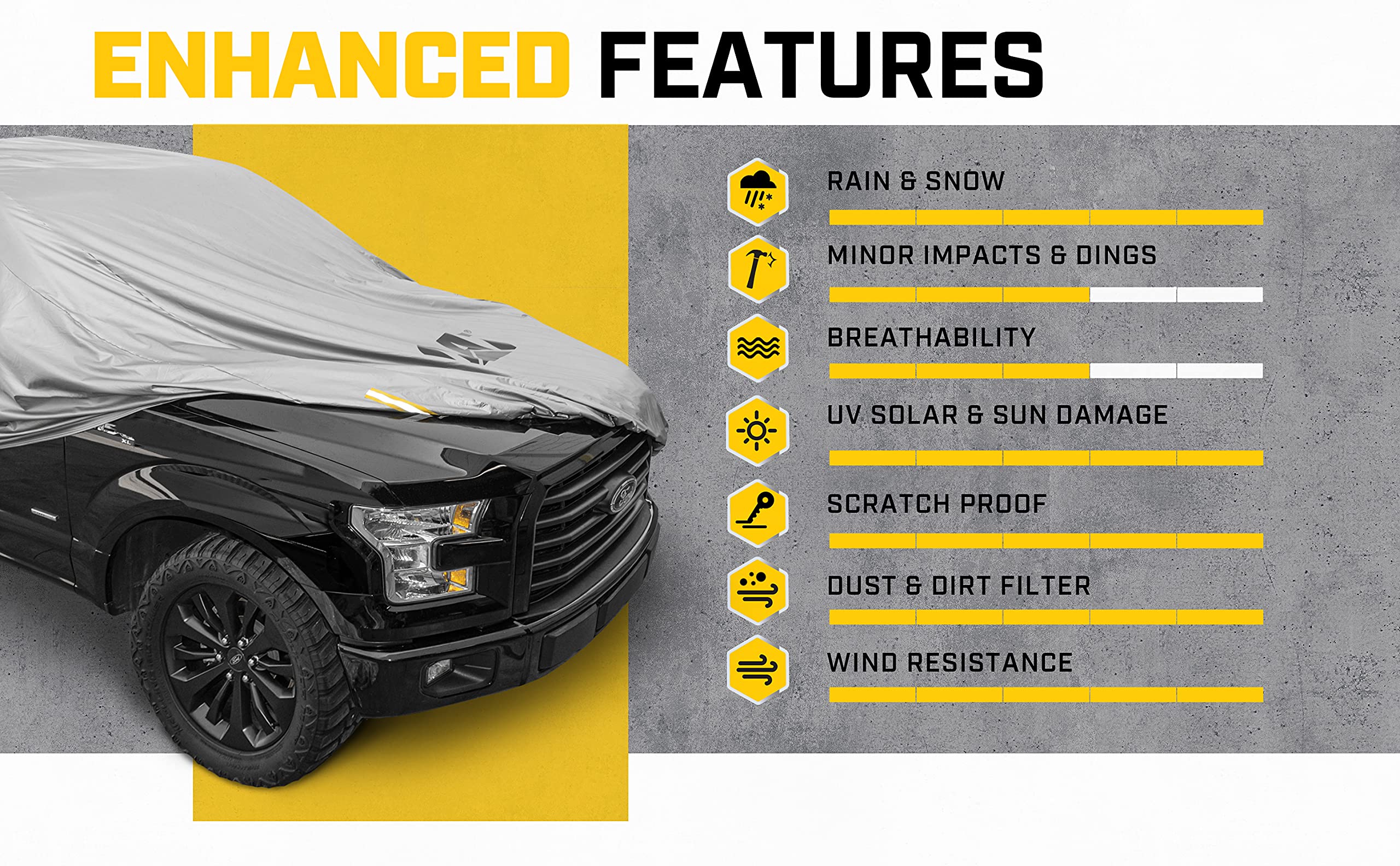 Heavy Duty Waterproof All-Weather Truck Cover for Ford F150 F-150 - UV Resistant, Dustproof, Rain & Snow Protection - 250