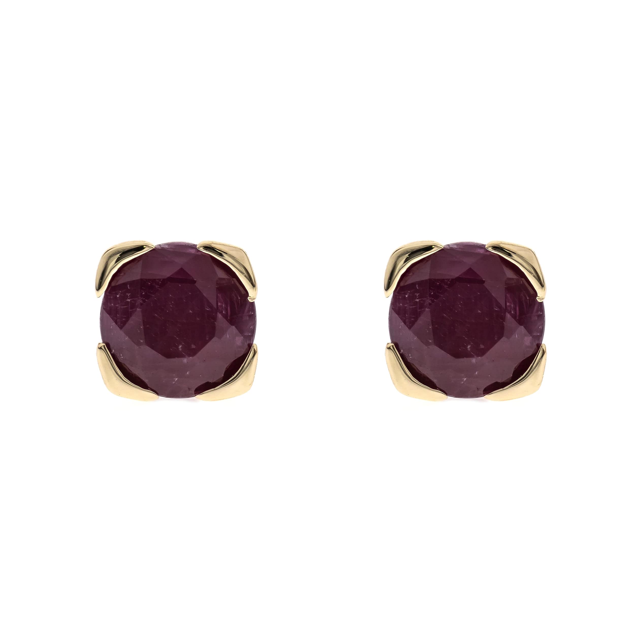 10K Yellow Gold Genuine Ruby Stud Earrings for Women | Round Cut Ethical Ruby Jewelry | Handcrafted Holiday Gift for Her | Perfect for Christmas, Birthday & Anniversary Gifts | Elegant Everyday Wear & Special Occasions