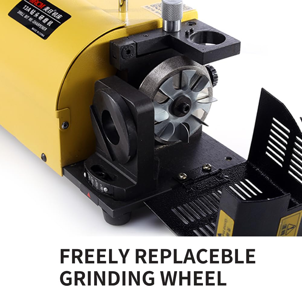 MR-13A Drill Bit Sharpener - 3mm to 15mm Portable Grinding Machine with 13 Collets, Adjustable 95°-135° Point Angle for Sharpening Twist Bits - Perfect for DIY, Woodworking & Metalworking Projects