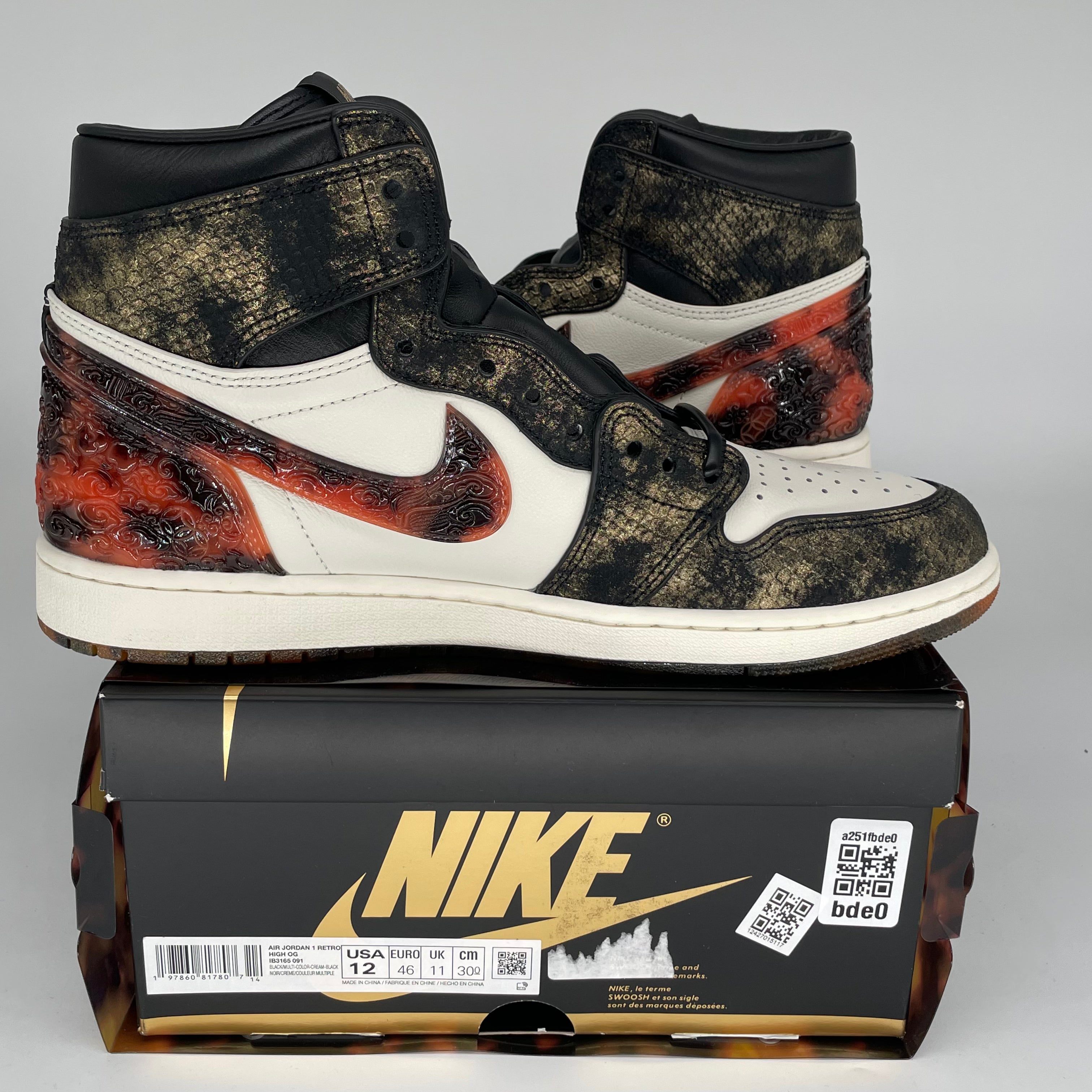 AIR JORDAN 1 XUANWU Year of the Snake Sneakers - Men's Size 12 (IB3165-091) | Limited Edition Basketball Shoes for Collectors & Streetwear Fashion