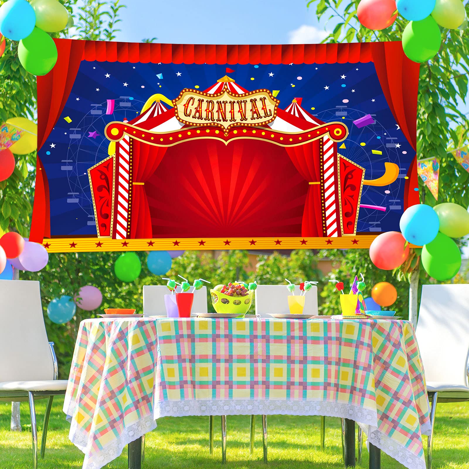 Big Top Circus Party Decorations - 6x3 ft Carnival Tent Backdrop & Banner for Birthday, Baby Shower, Carnival Theme Events - Perfect for Indoor/Outdoor Decor, Photo Booths & Themed Parties