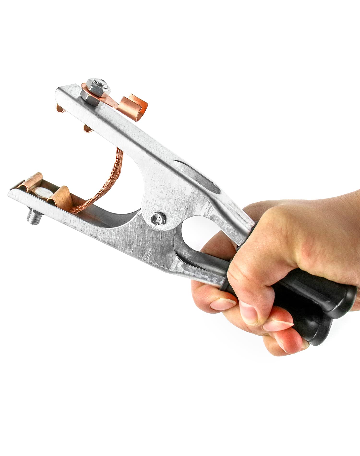 QWORK 500A Welding Ground Clamp 2 Pack - Electroplated Copper Earth Clip for Manual Arc Welders (US Standard) - Perfect for Metal Fabrication, Auto Repair & DIY Welding Projects