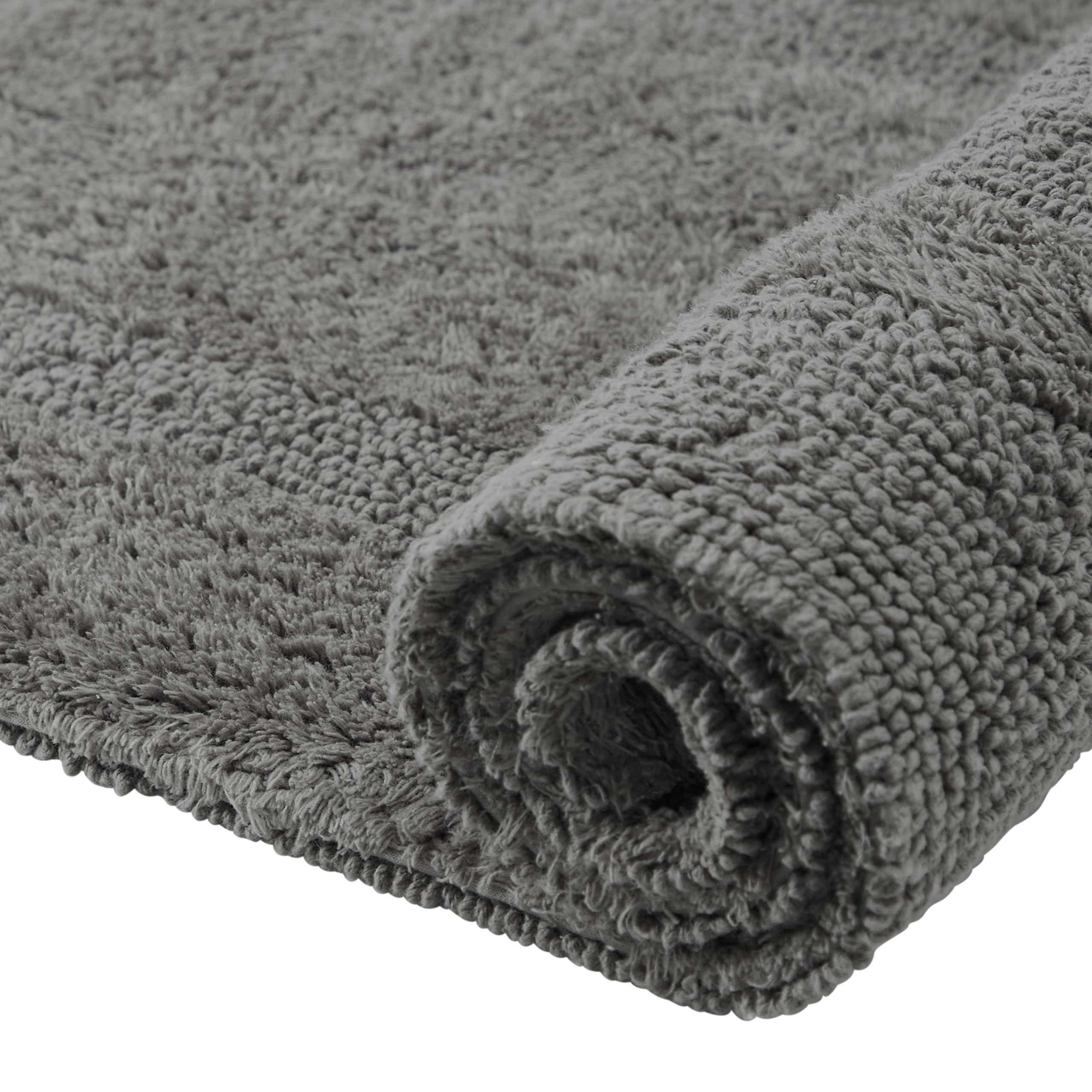 Better Trends Long Bathroom Rug - Super Soft Reversible Gray Cotton Bath Mat, Water Absorbent Machine Washable - Perfect for Bathroom Floor, Tub & Shower Decor, Laundry Room - Lux Collection | Home Decor Essentials for Cozy Bathrooms