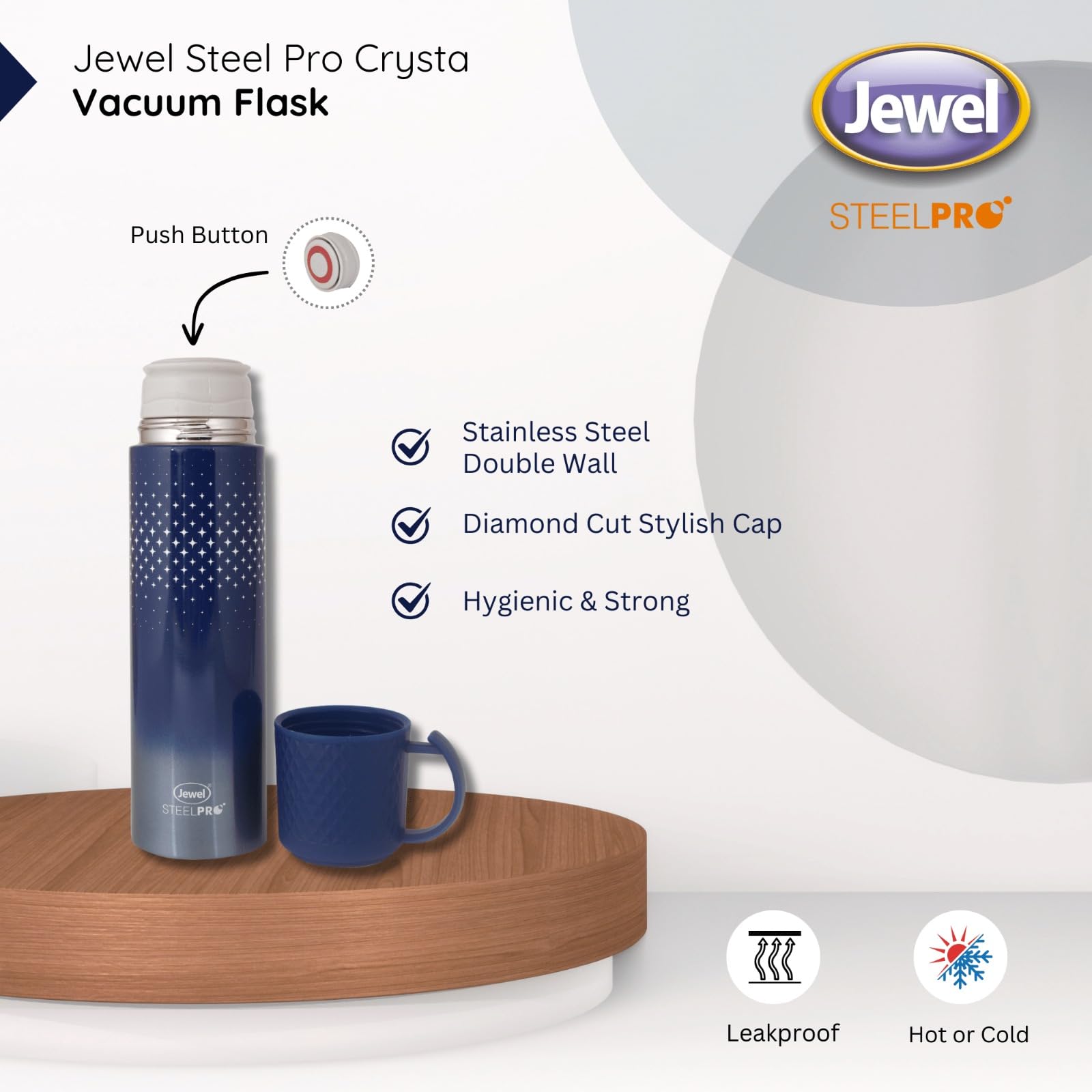 Steelpro Crysta 520 Vacuum Insulated Water Bottle - Leakproof for Travel & Gym