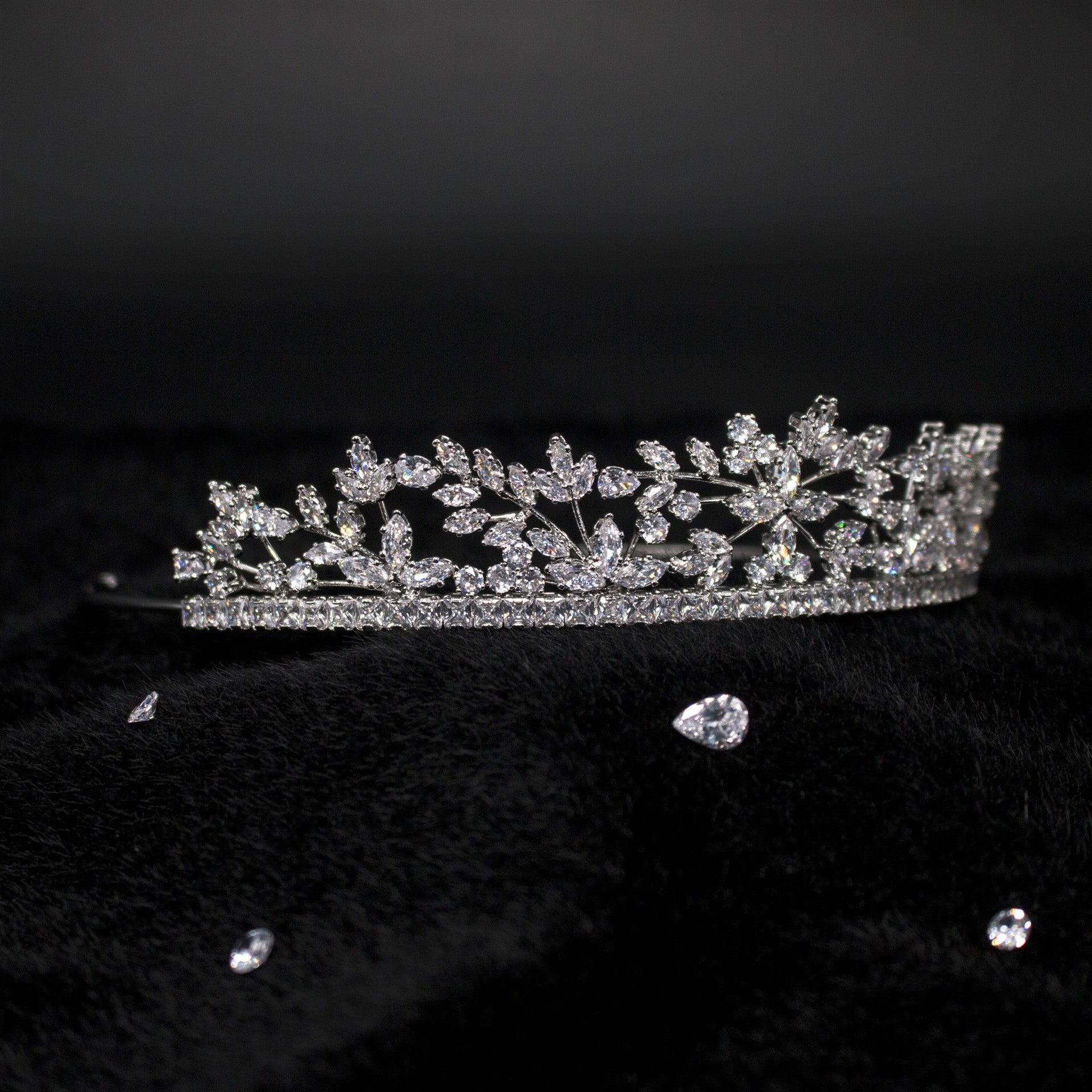 Luxury Bridal Silver & Gold Hair Zircon Tiara (GS0177) - Elegant Wedding Crown for Brides, Bridesmaids & Prom - Wholesale & Bulk Orders Available