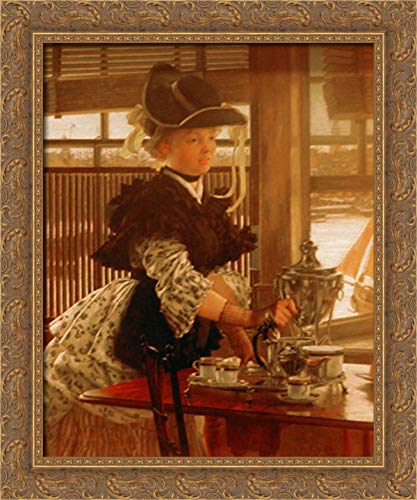 James Jacques Joseph Tissot Gold Ornate Wood Framed Canvas Art - 20x24 Wall Decor for Living Room, Bedroom & Office | Afternoon Coffee Painting | Vintage Home Decor Gift