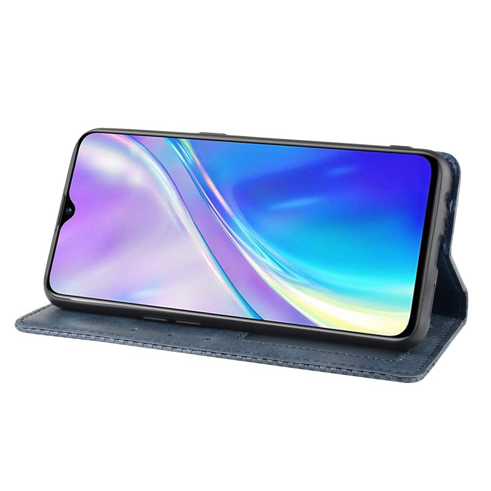 Premium PU Leather Flip Cover Case for Oppo Realme XT/RMX1921 - Slim Protective Phone Case with Card Slots (Blue) | Perfect for Work, Travel & Everyday Use