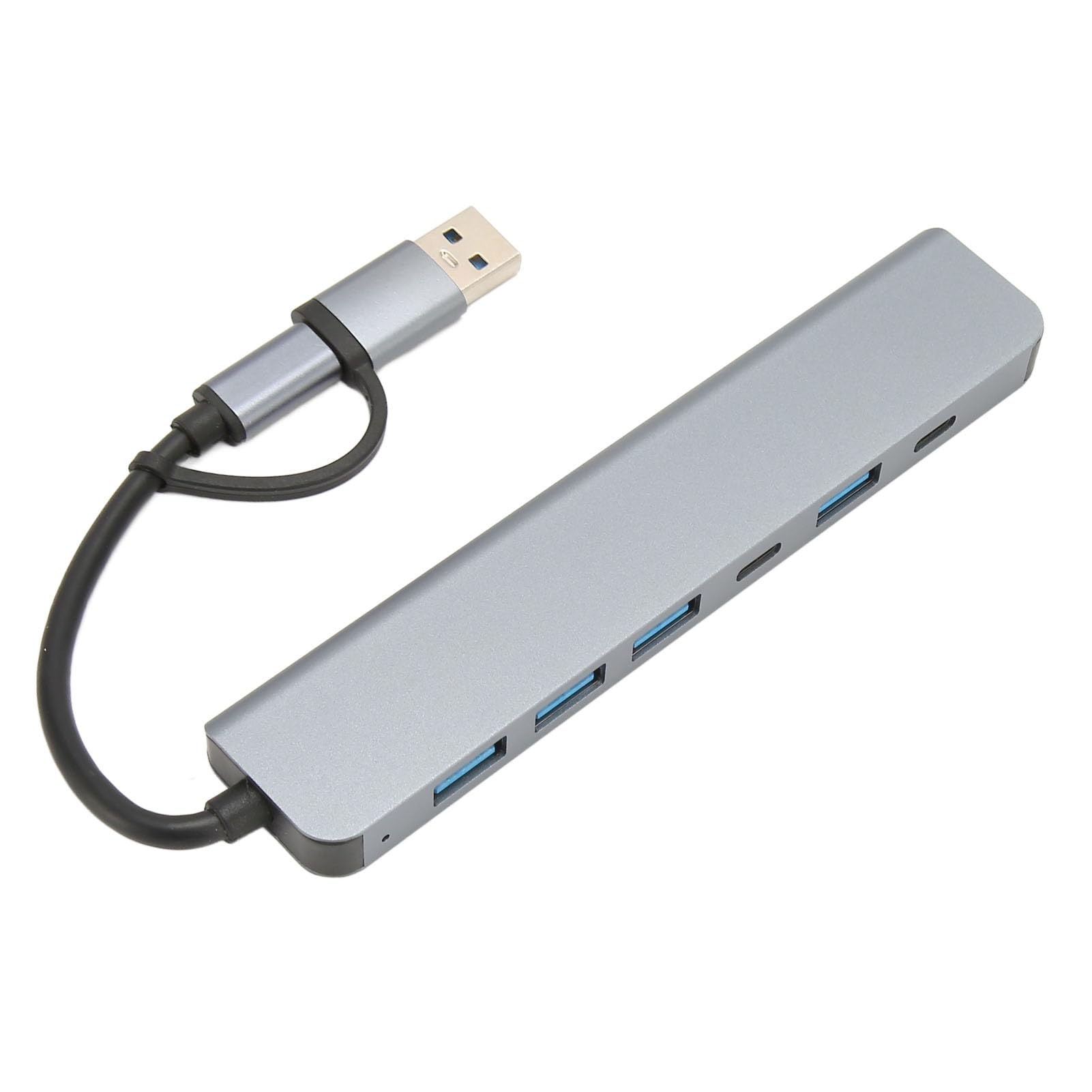 USB 3.0 Hub Space Gray - Compact, Plug & Play Adapter with High Compatibility for Windows 10, Perfect for Home Office & Gaming Setup