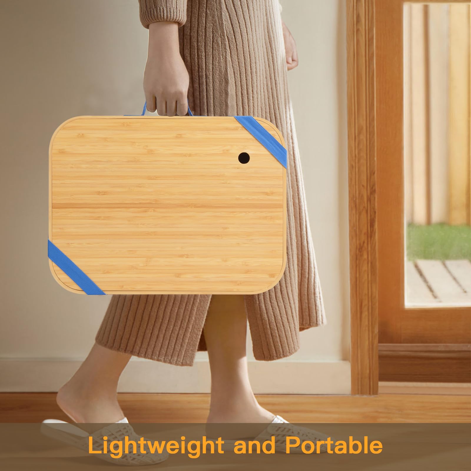 Mayjoy Bamboo Lap Desk with Storage - Portable Laptop Stand for Bed, Couch & Office - Removable Cover for Writing, Drawing & Working Comfortably (Blue) - Perfect for Remote Work, Study & Home Office Use