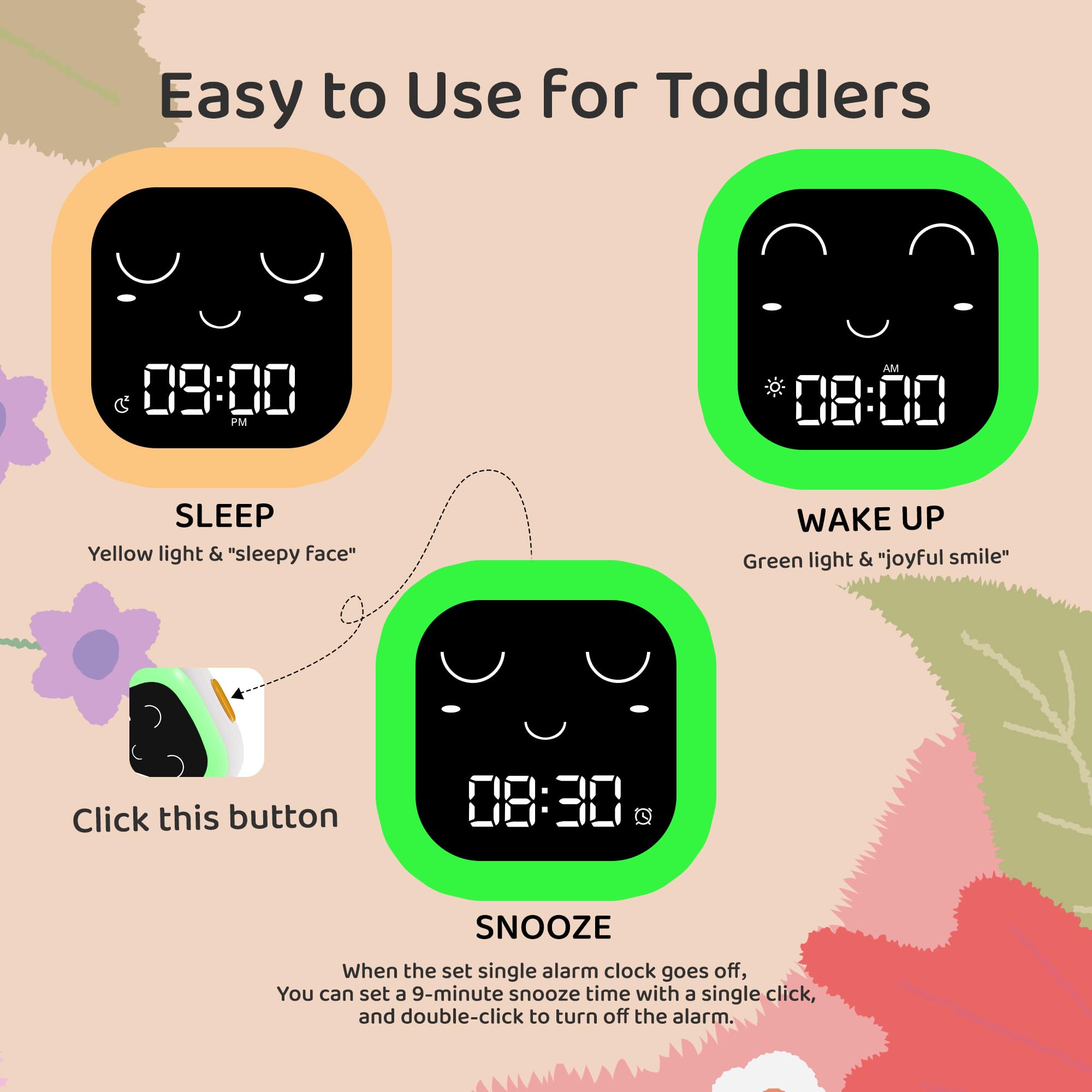 ANTOKING Kids Alarm Clock - Sleep Training Clock for Toddlers with Night Light & Sound Machine, Ok to Wake Clock for Boys and Girls, Nap Timer with Snooze Function | Perfect for Bedrooms, Nursery Rooms, and Daycare Centers