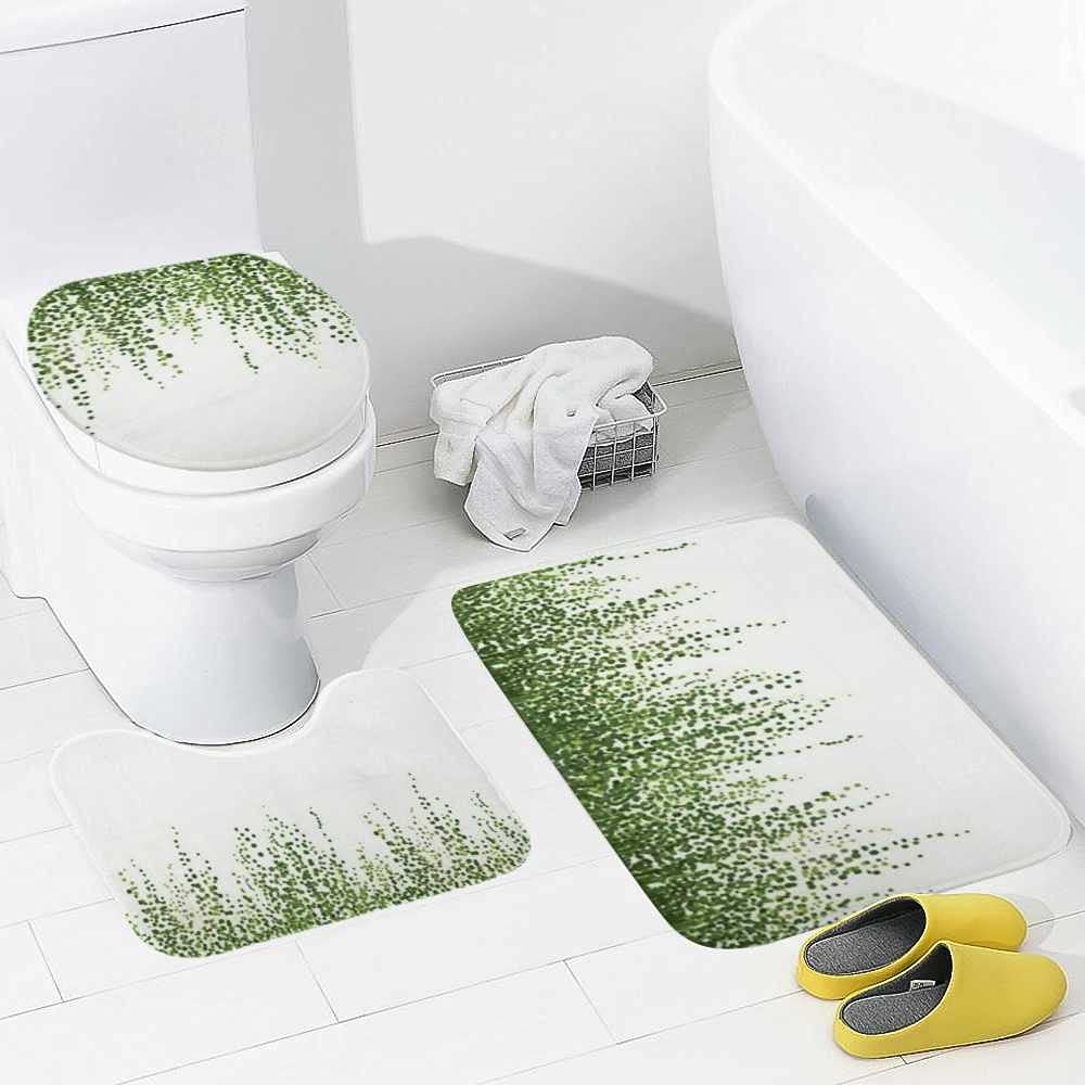 Hapuxt 3-Piece Bathroom Rug Set - Anti-Slip Absorbent Bath Mats with Ivy Pattern, Toilet Lid Cover & U-Shaped Contour Rug, Machine Washable - Perfect for Bathroom Safety and Decor