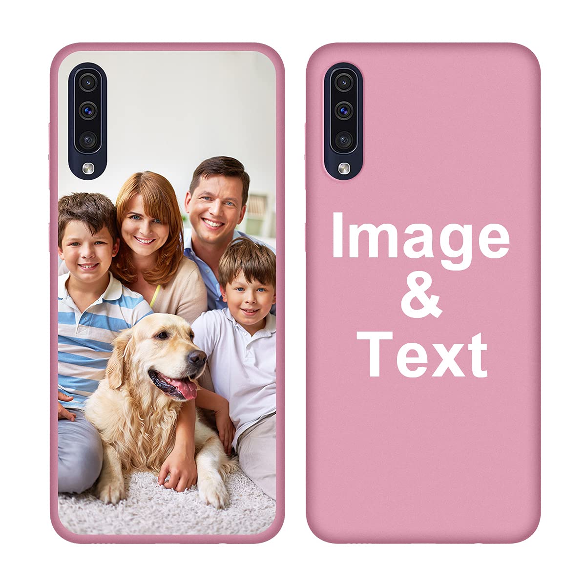 Custom Photo Phone Case for Samsung Galaxy A50 - Personalized Picture Bumper Silicone Cover with Soft Matte Finish | Protective Candy Case for Birthday, Mother's Day Gift | Trendy Pink Protective Cover for Everyday Use & Special Occasions